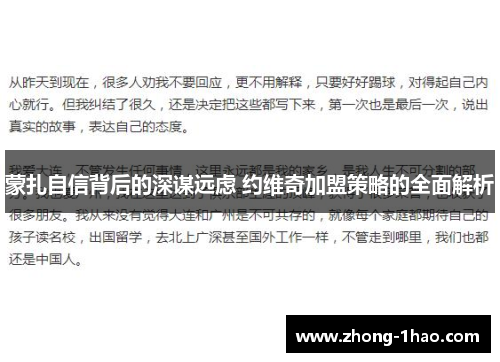 蒙扎自信背后的深谋远虑 约维奇加盟策略的全面解析